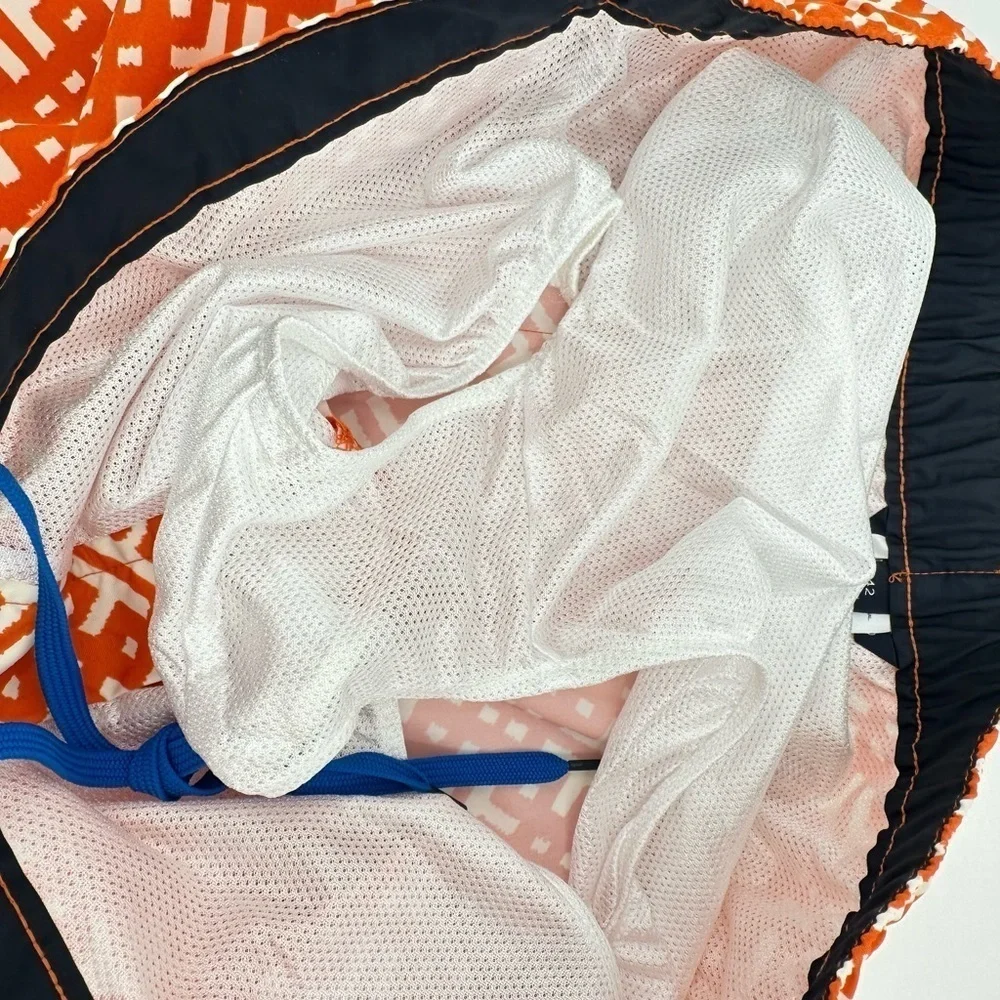 Lands’ End Men’s Stylish Orange Swim Shorts New Lined w/Pockets Swim Size 42